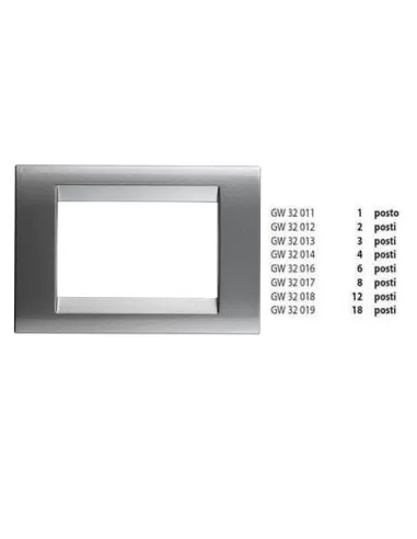 Gewiss 12 places plaque métallisé titane gw32018 playbus